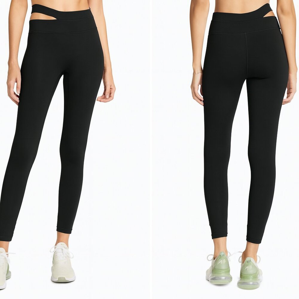 Bandier Aria Asymmetric Waist Black Leggings Size M